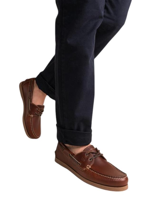 Chaussures Bateau Homme Cuir Acajou
