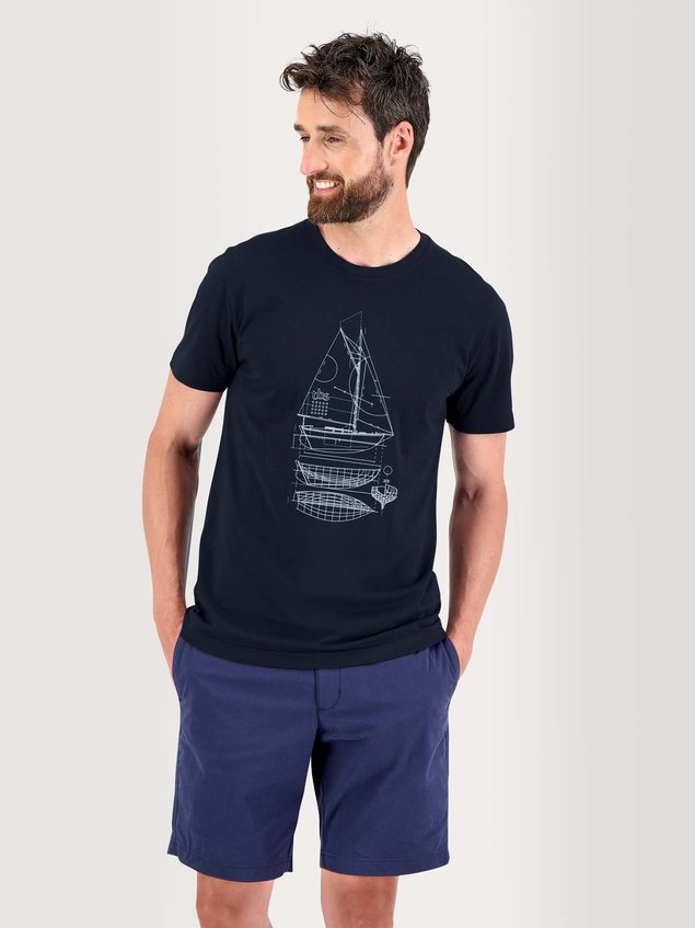 Tee Shirt Homme Print Bateau Coton Biologique Marine