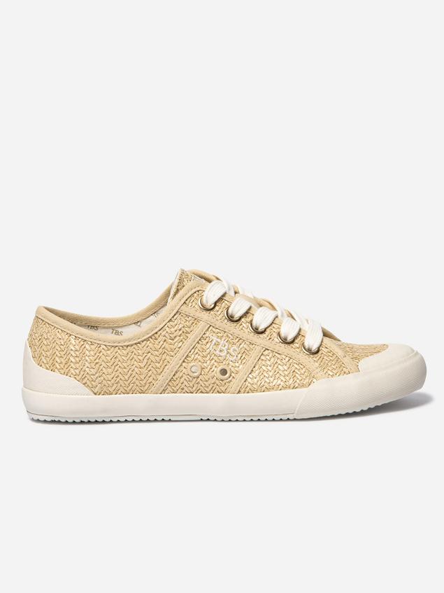 Tennis en toile femme beige raphia OPIACE