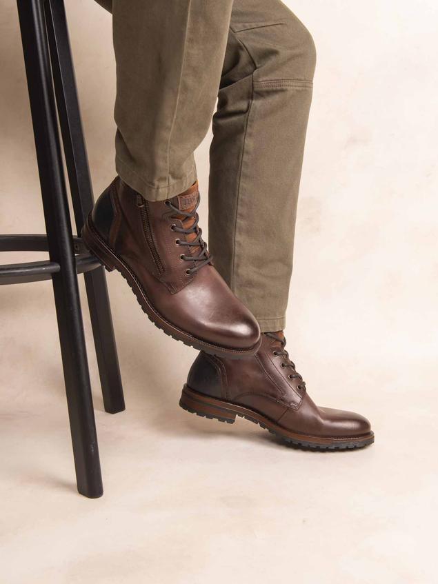 Bottines Homme Cuir Ebene et Marine THIERNO