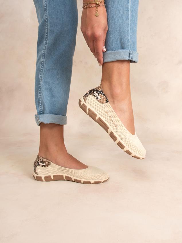 Ballerines femme light beige et python JIVIANA