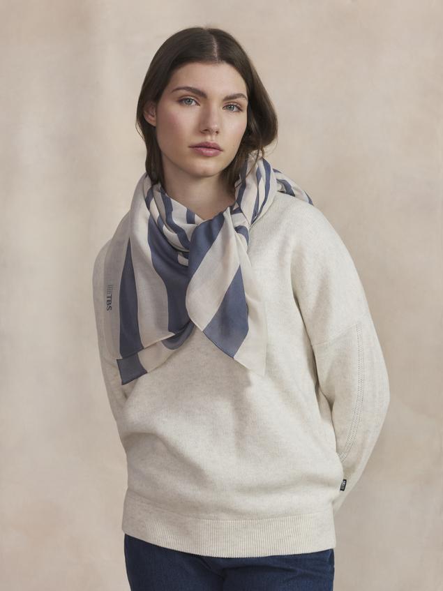 Foulard Femme Textile Off White et Azur LOUNAFOU