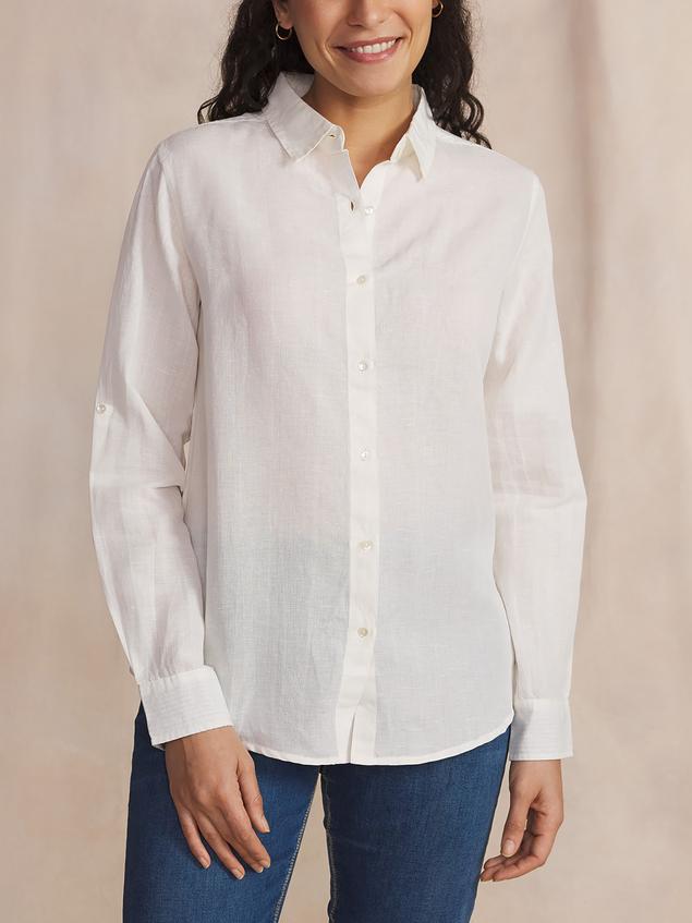 Chemise Femme Coton Lin Blanc