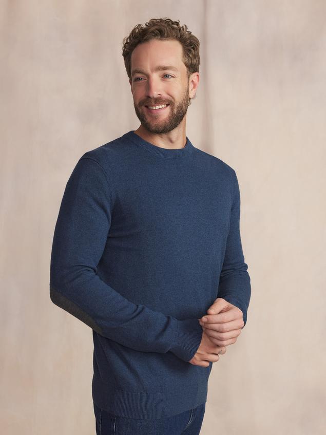 Pull Homme Col Rond Laine Coton Marine MALIKRON