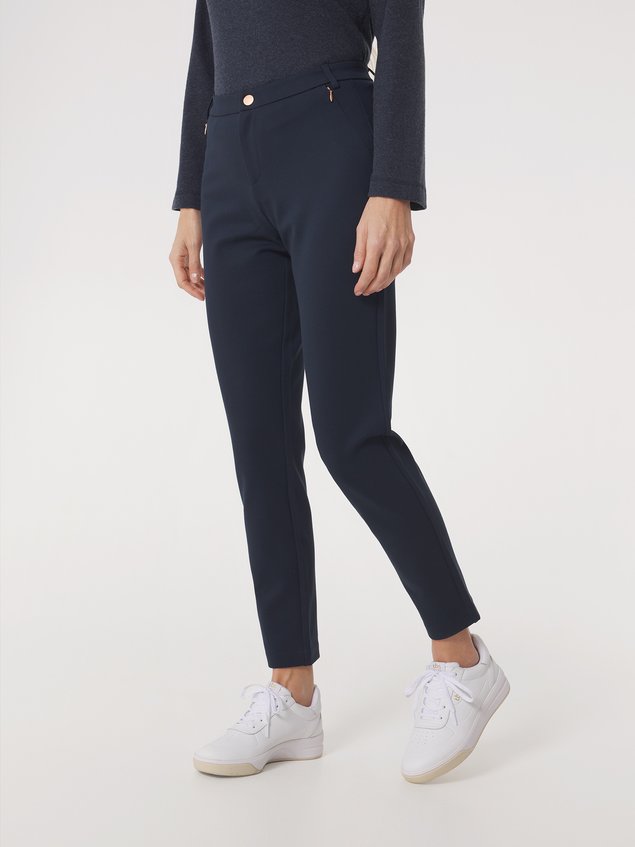 Chino Femme Stretch Poches Zippées Marine SILVIPAN