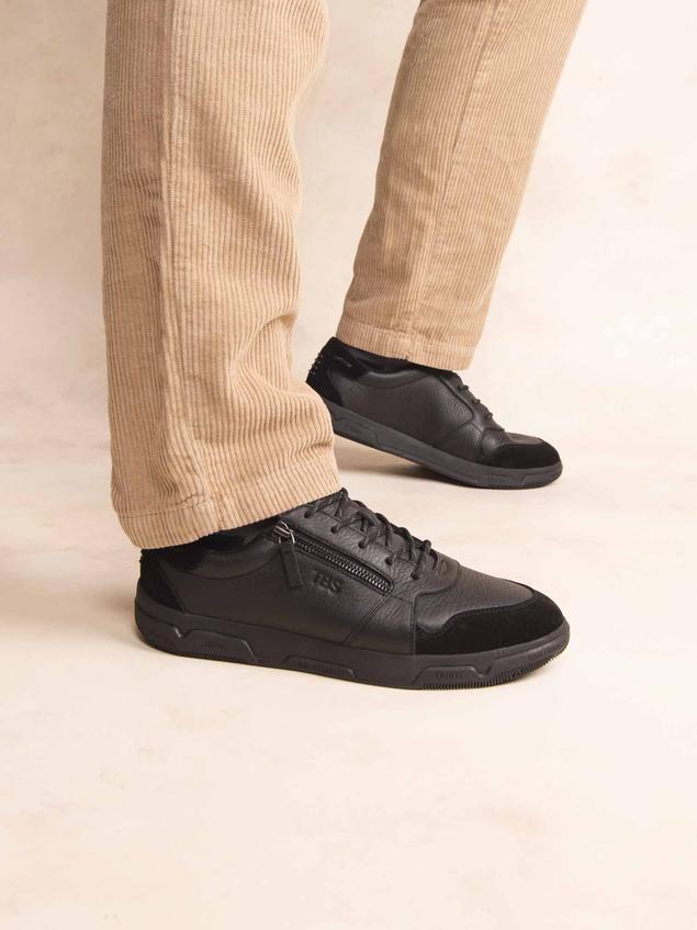 Tennis Homme Doublée Textile Cuir Noir GEDEZIP