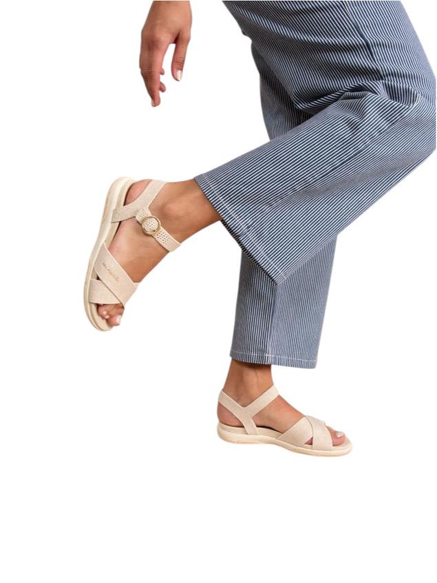 Women's flat sandals Heathered Linen and Gold CELINEA