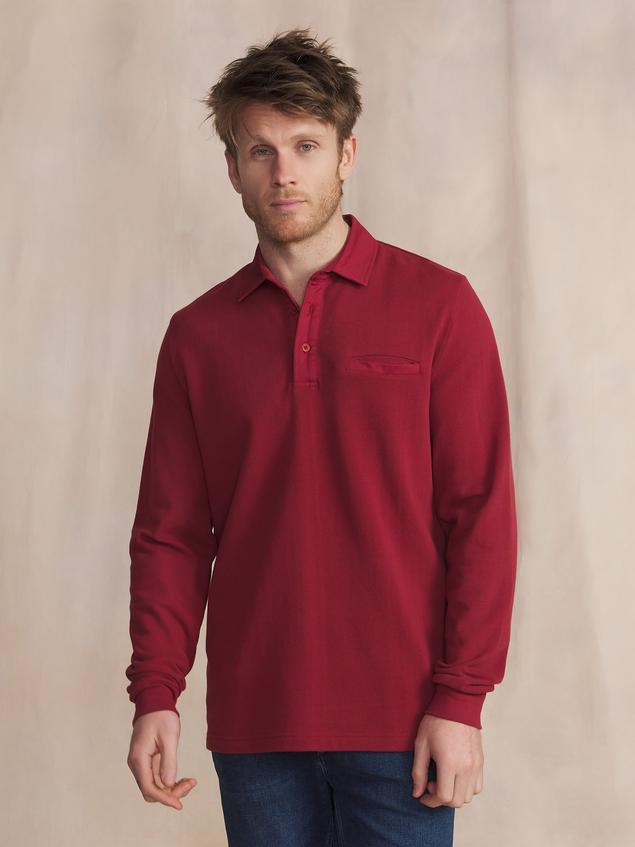Polo Homme Epais Manches Longues Coton Rouge CAVEZPOL