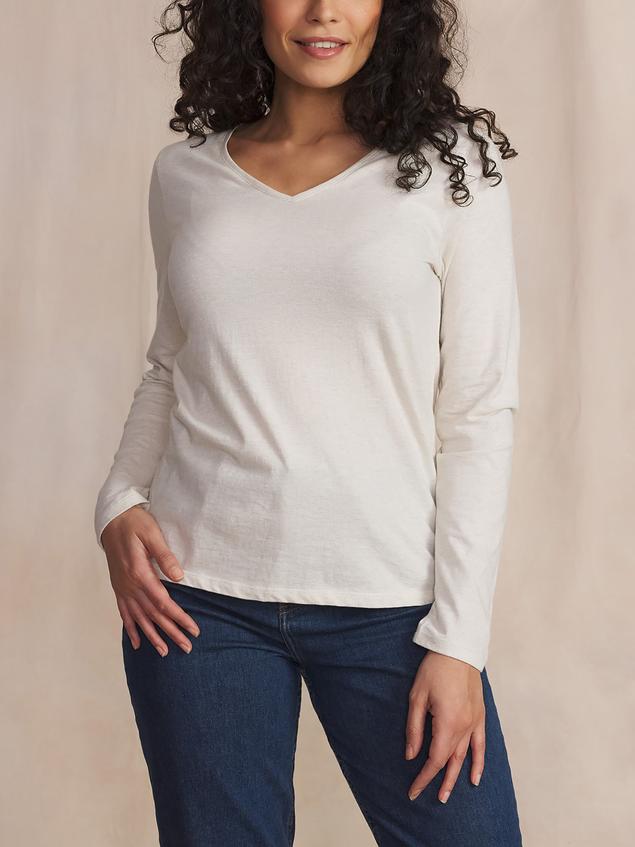 Tee Shirt Femme Manche Longues Coton Blanc ADINALON