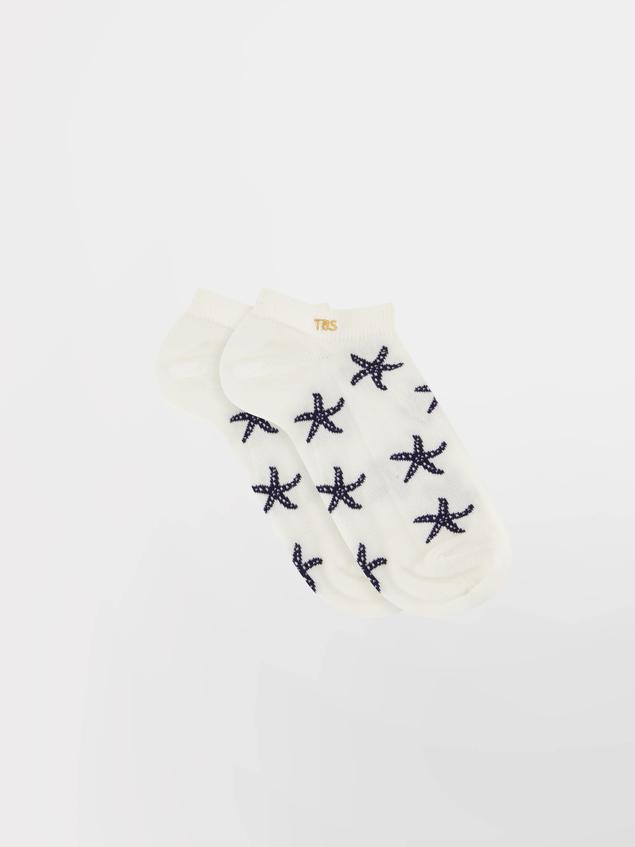 Chaussettes femme blanc et etoile marine LOWLUXY
