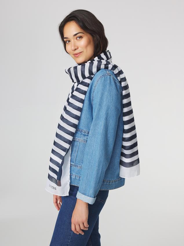 Foulard Femme Léger Rectangulaire Toucher Doux Rayures LOUNAFOU
