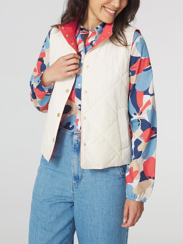 Veste Femme Sans Manches Réversible Blanc et Rose PETRASAN