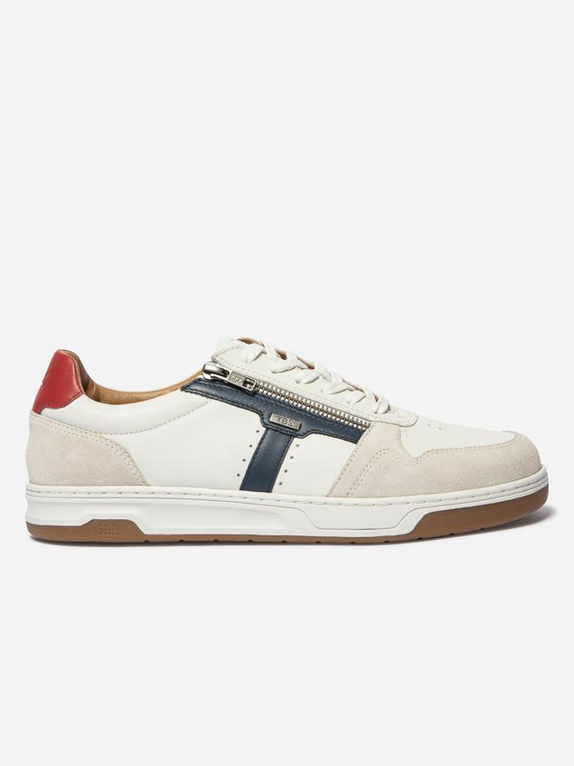 Tennis en toile homme blanc et navy et rouge THEOZIP