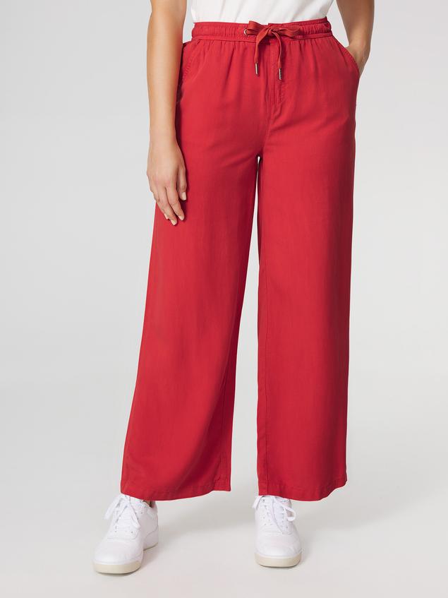 Pantalon Femme 100% Lyocell Cordon de ressérrage Ceinture Elastiquée Rouge MYRNOPAN