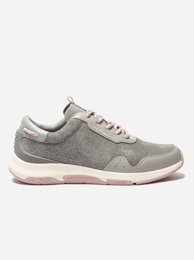 Baskets Femme Cuir Velours Long Gris JAZZFEU