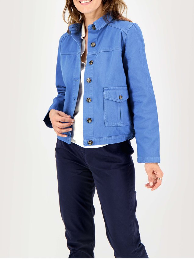 Veste Femme Boutonnée Coton Bleu