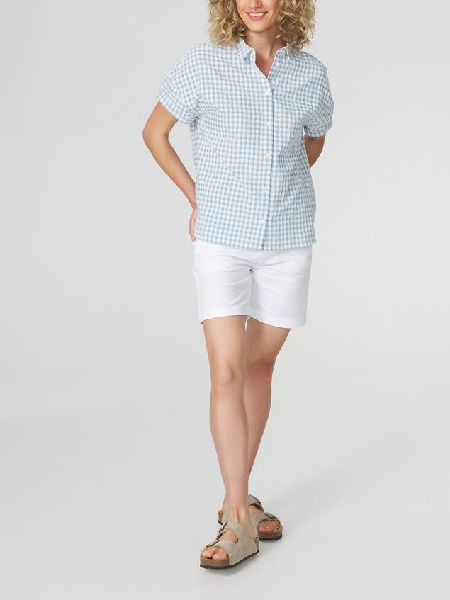 Chemise Femme Vichy Blanc et Bleu LILASCHA