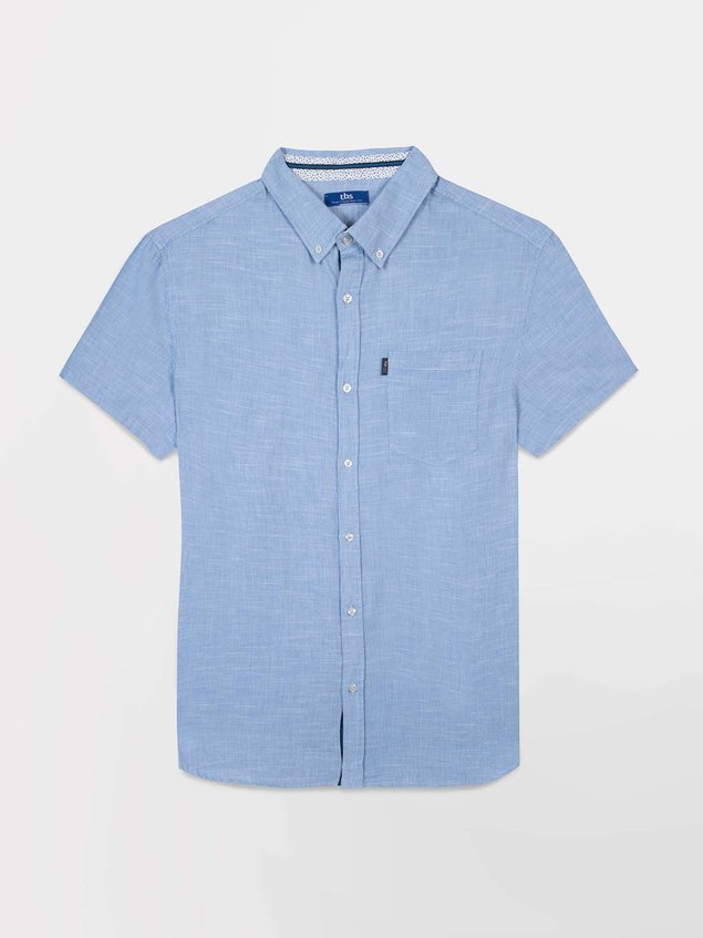 Chemise Homme Manches Courtes Coton Bleu