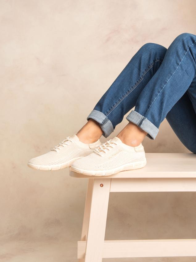 Tennis Femme Confort Textile Recyclé Beige