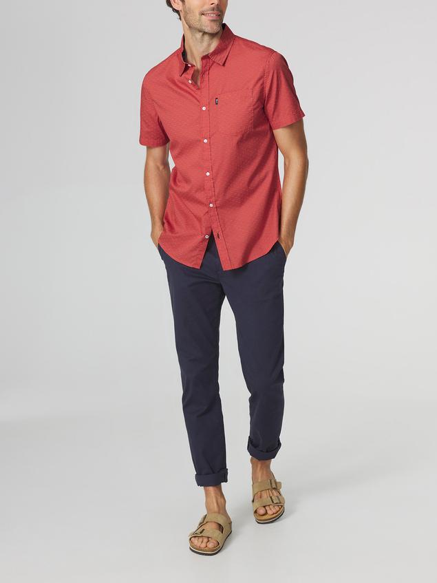 Chemise Homme Coupe Regular Popeline Rouge HELYOCHA