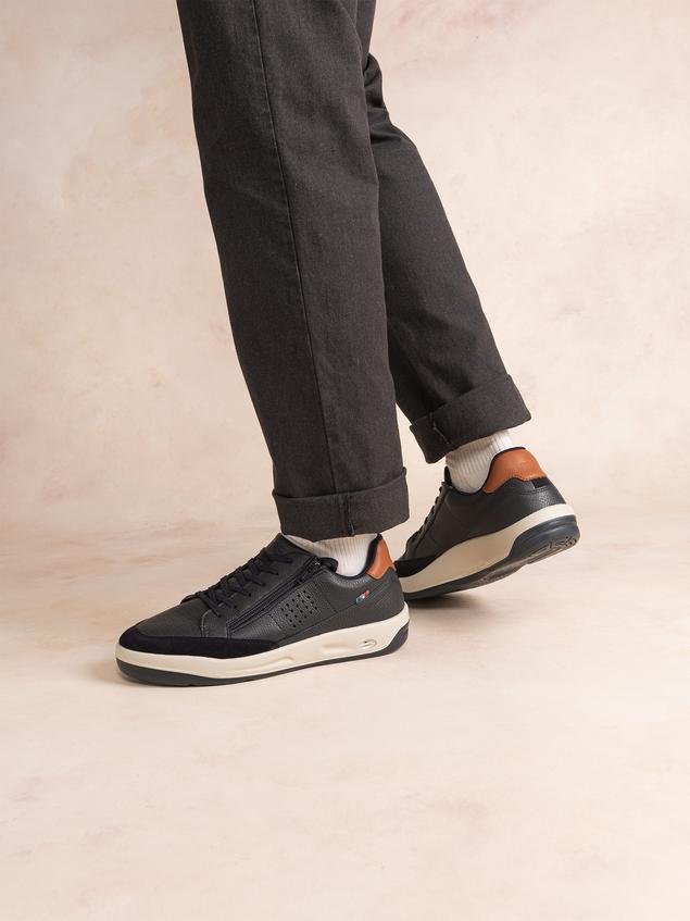 Baskets Homme Zippée Fabriquées en France Cuir Bleu ALLZIPP