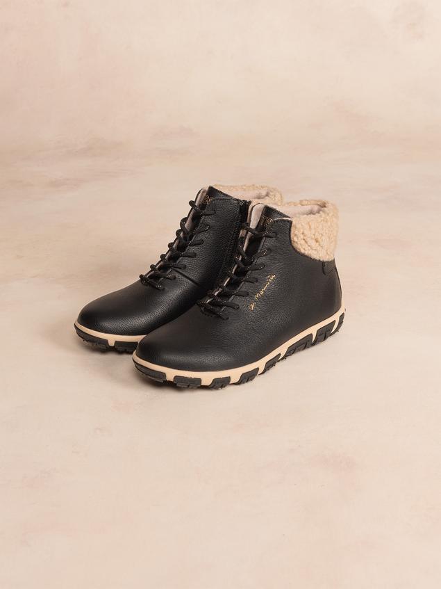 Boots Femme Doublée Feutrine Cuir Noir JANISSA
