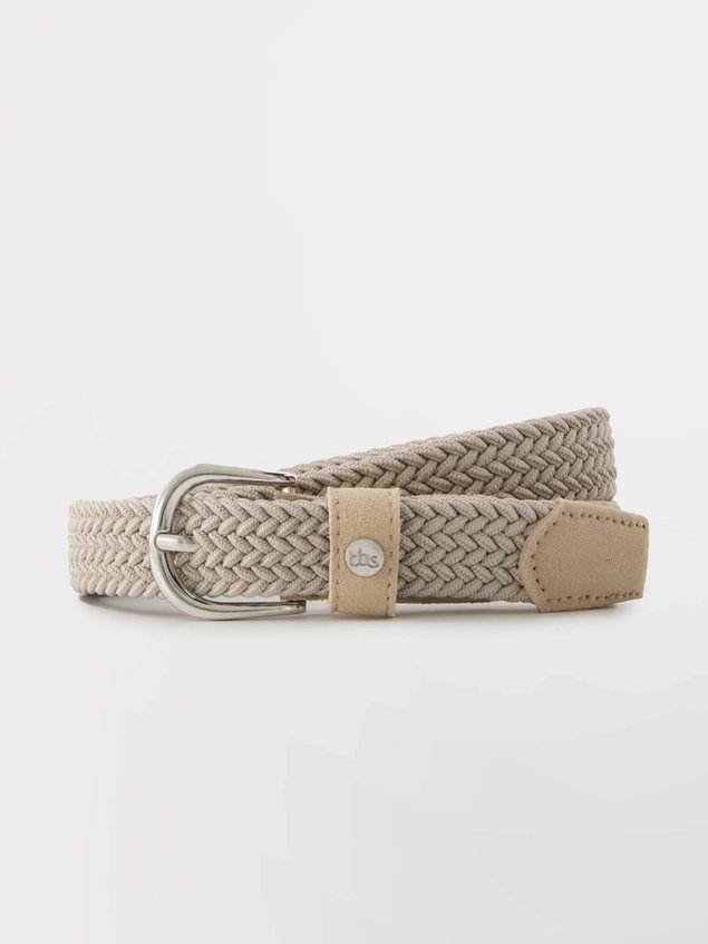 Ceinture Femme Tressée & Elastiquée Beige