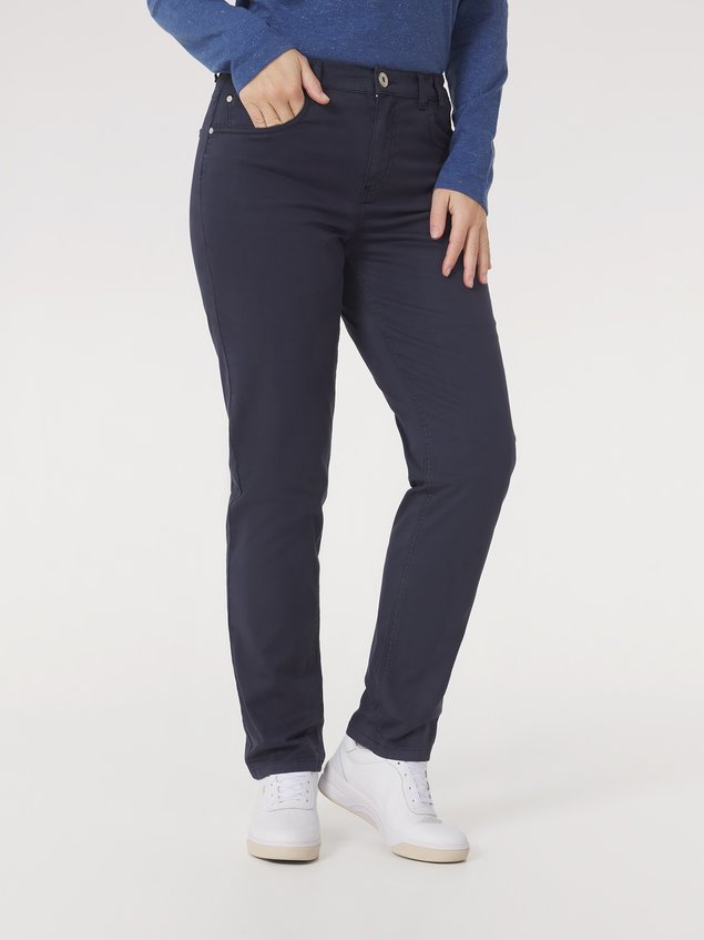 Pantalon Femme Stretch Ceinture Elastiquée Marine NATTYPOC