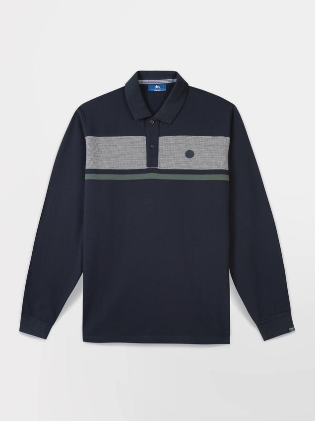 Polo Homme Coton Epais Manches Longues Marine KABYEPOL