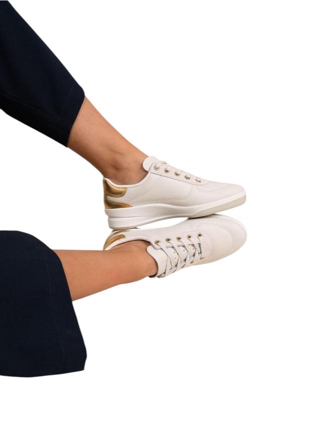 Tennis en cuir femme blanc et or BRANDIE