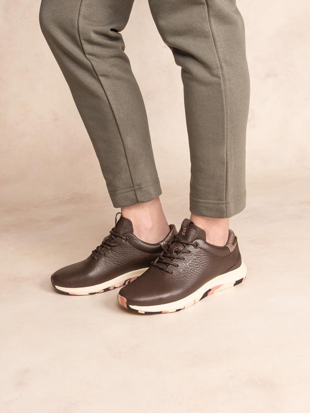Tennis Femme Confort Cuir Marron JAZZRUN