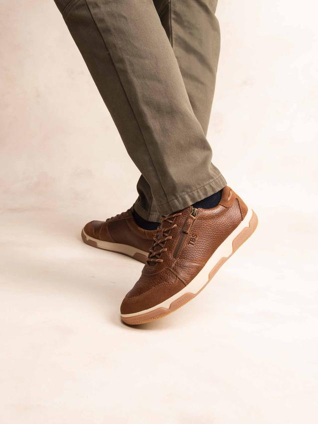 Tennis Homme Doublée Textile Cuir Tabac GEDEZIP