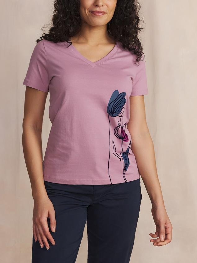 Tee Shirt Pivoine Manches Courtes Rouge MELBATEE