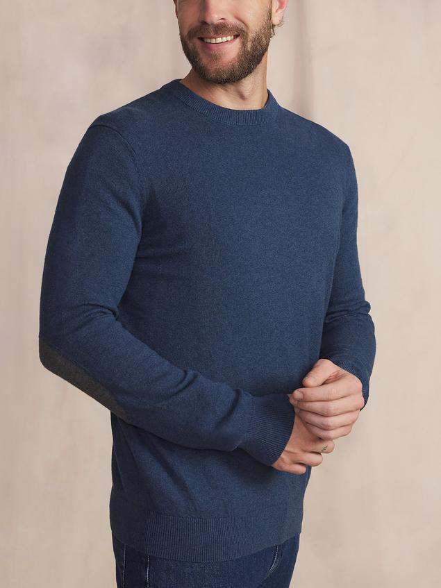 Pull Homme Col Rond Laine Coton Marine