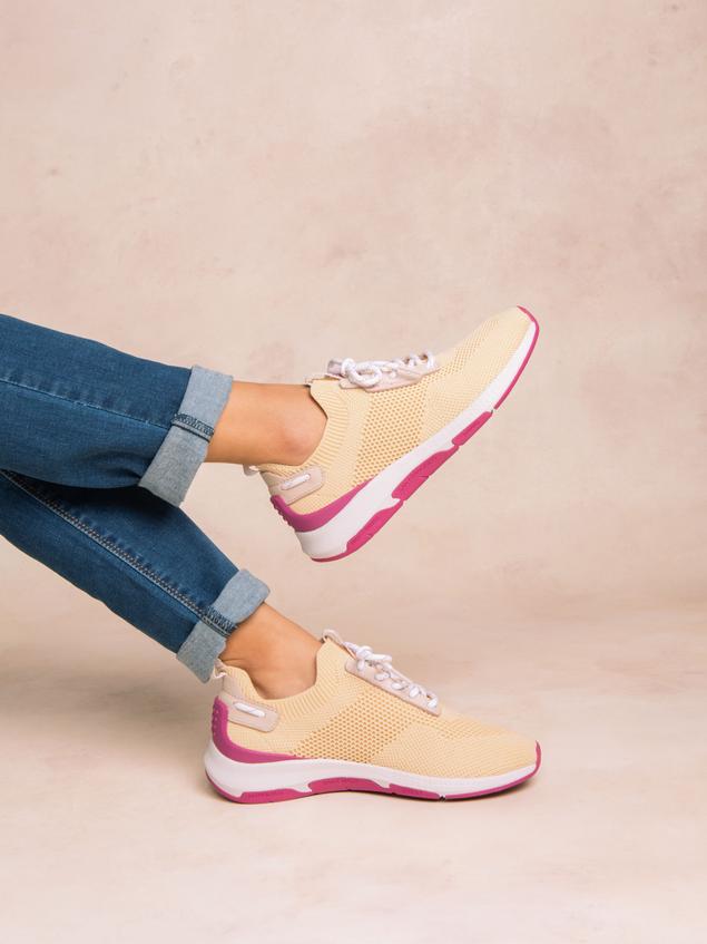 Women's running shoes Pale Yellow and Fuchsia JELLINA
