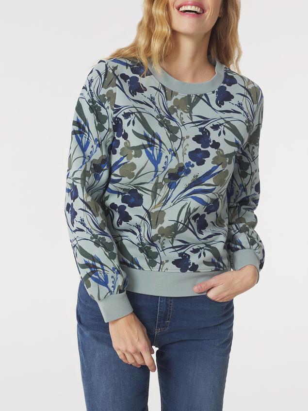 Sweat Femme Motif Floral Molletonné Vert BLIMERON
