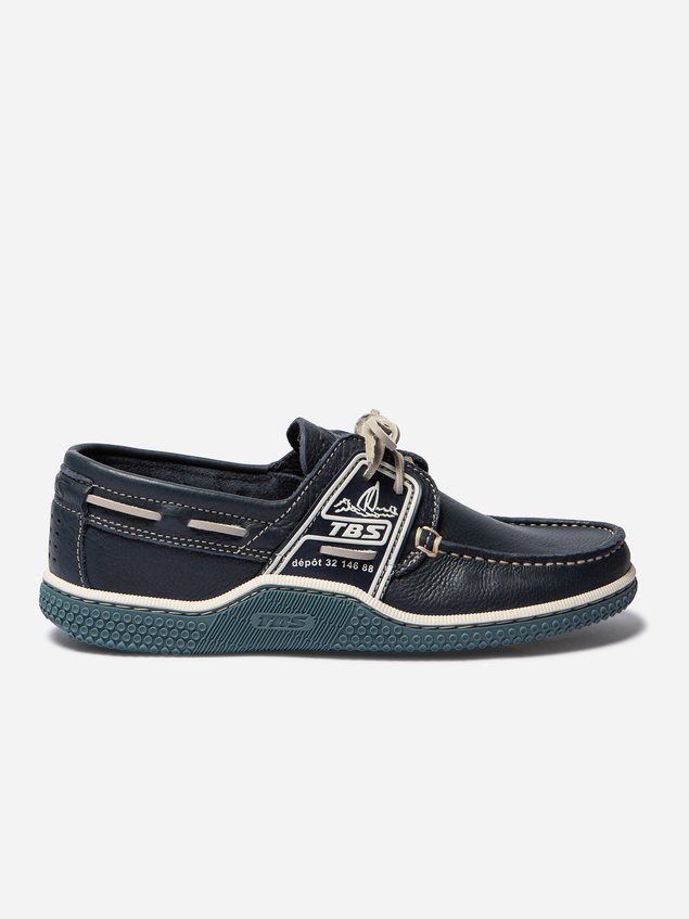 Chaussures Bateau Homme Semelle Grip Cuir Bleu