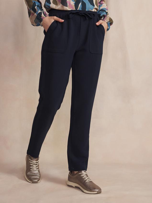 Pantalon Femme Fluide Ceinture Elastique Marine NOLWEPAN