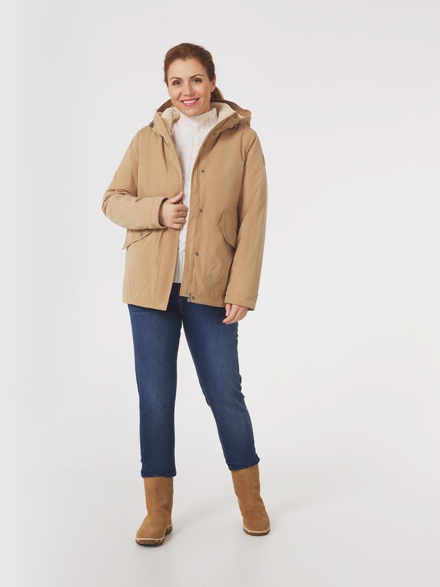 Manteau Femme Intérieur Sherpa Dessus Beige JUDITMAN