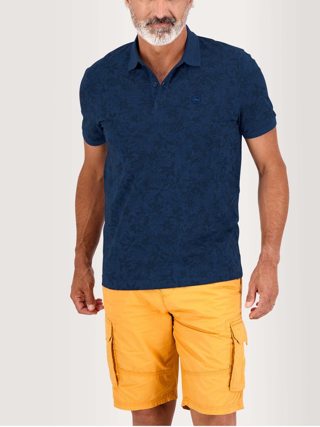 Polo Homme Print Manches Courtes Bleu