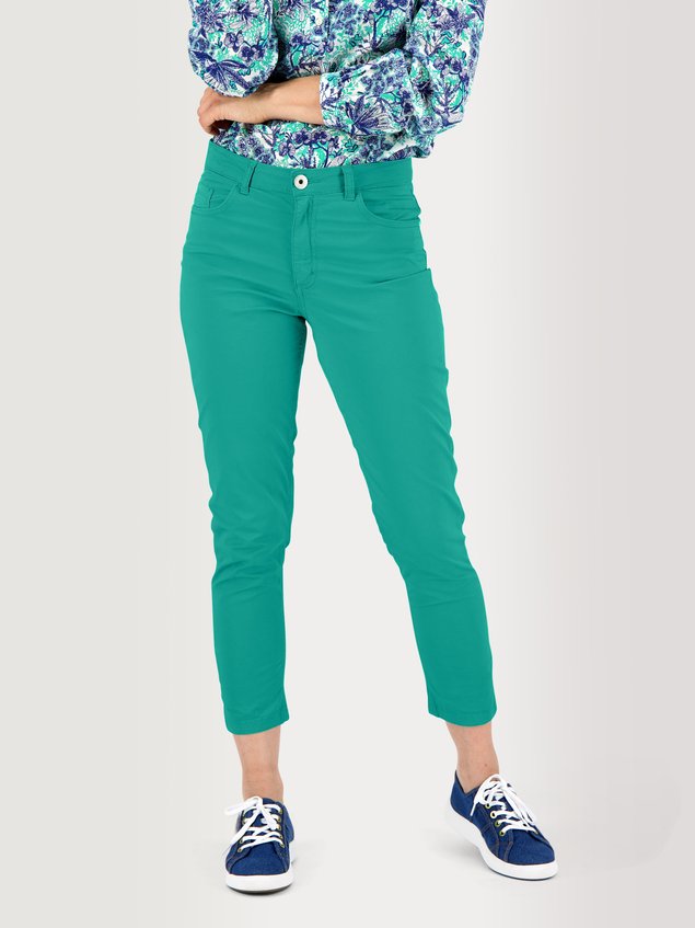 Pantalon Femme 7/8 Coton Stretch Vert