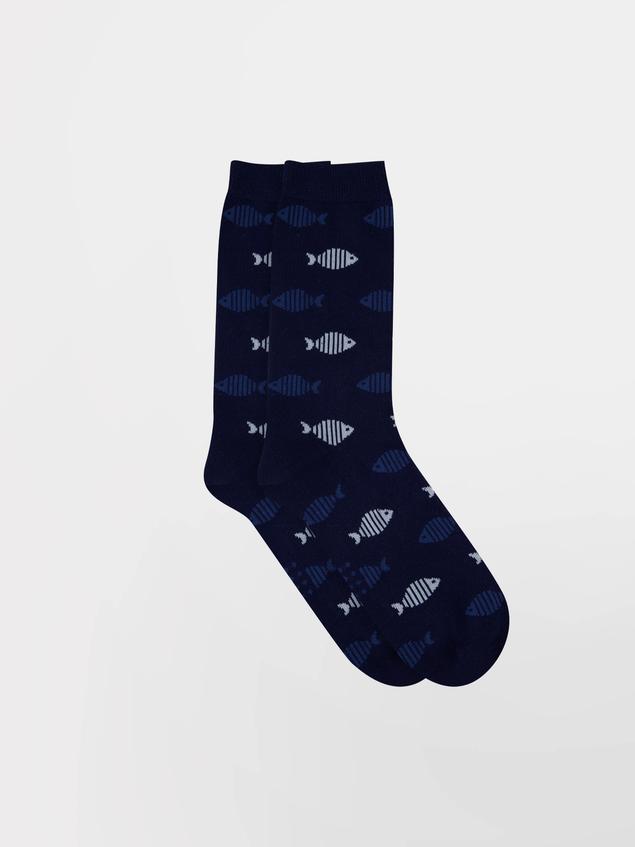 Chaussettes homme marine et poisson GARYSOCK