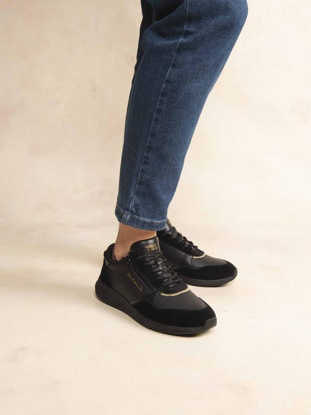Running Femme Doublée Textile Cuir Python Noir JAZAZIP