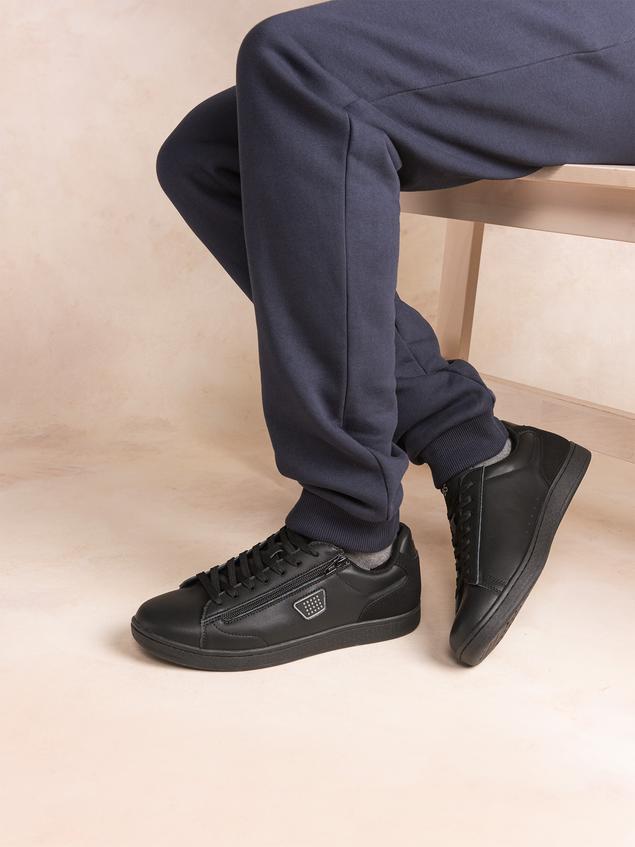 Baskets Homme Zippées Dessus Cuir Noir LAURICK
