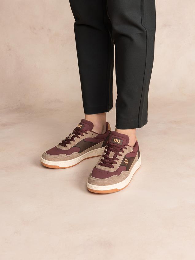 Tennis Femme Cuir Nubuck Rouge ALMERIA