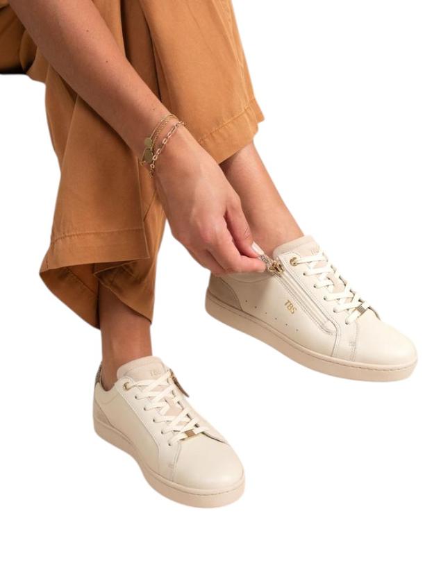 Tennis en cuir femme off-white et python VINISIA