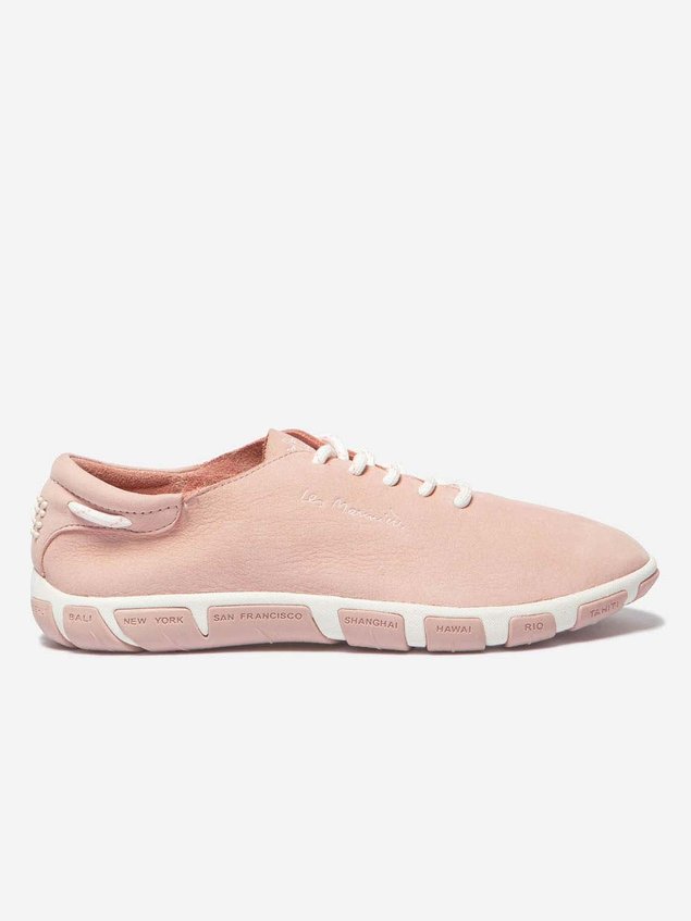 Tennis Femme Confort Cuir Nubuck Rose