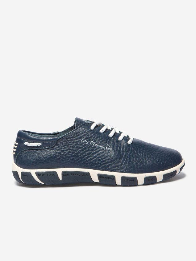 Tennis Femme Confort Cuir Bleu