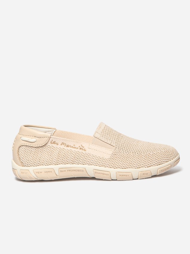 Tennis Femme Slip-on Textile Beige