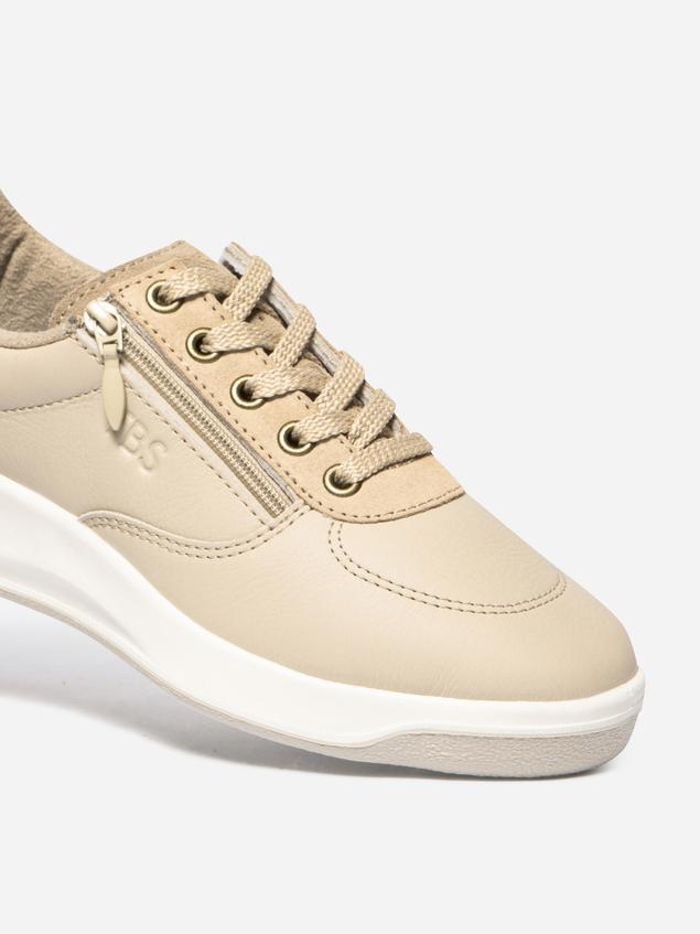 Tennis en cuir femme beige et rouille BRAZIP